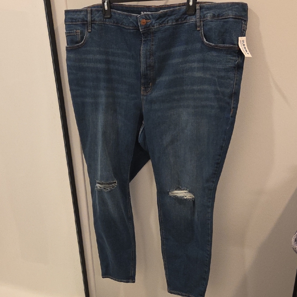 Old Navy Rockstar Super Skinny Jeans Distressed Plus Size 26 Denim Blue Womens